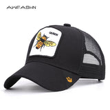 bee embroidery mesh baseball cap