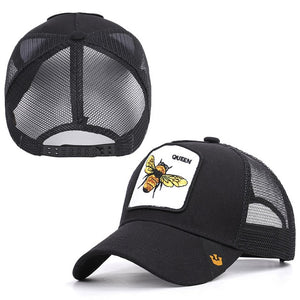 bee embroidery mesh baseball cap